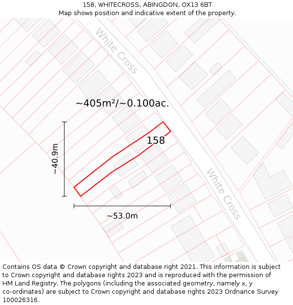 158, WHITECROSS, ABINGDON, OX13 6BT: Plot and title map
