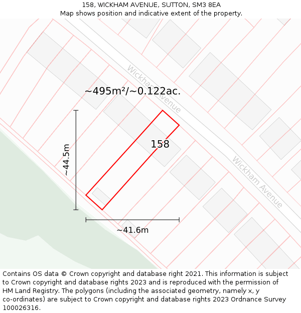 158, WICKHAM AVENUE, SUTTON, SM3 8EA: Plot and title map