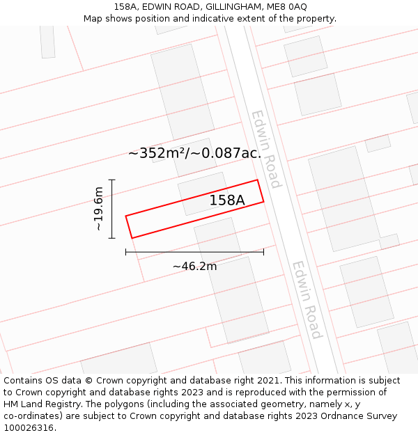 158A, EDWIN ROAD, GILLINGHAM, ME8 0AQ: Plot and title map