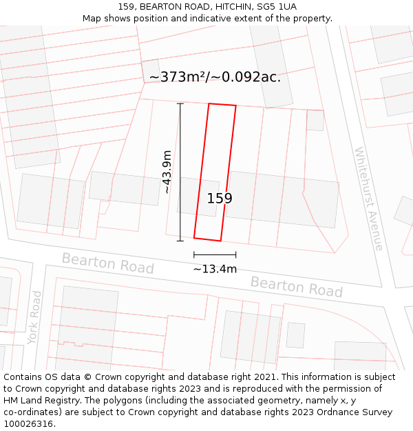 159, BEARTON ROAD, HITCHIN, SG5 1UA: Plot and title map