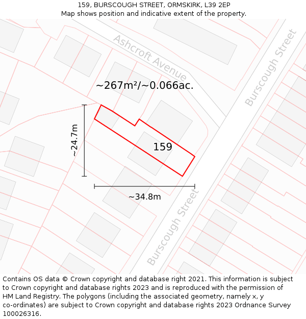 159, BURSCOUGH STREET, ORMSKIRK, L39 2EP: Plot and title map