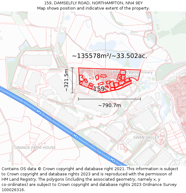 159, DAMSELFLY ROAD, NORTHAMPTON, NN4 9EY: Plot and title map