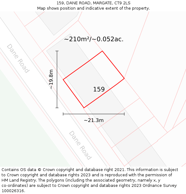 159, DANE ROAD, MARGATE, CT9 2LS: Plot and title map