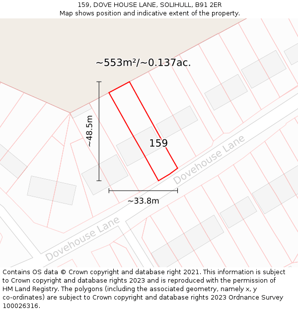159, DOVE HOUSE LANE, SOLIHULL, B91 2ER: Plot and title map