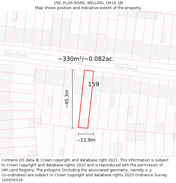 159, ELSA ROAD, WELLING, DA16 1JR: Plot and title map
