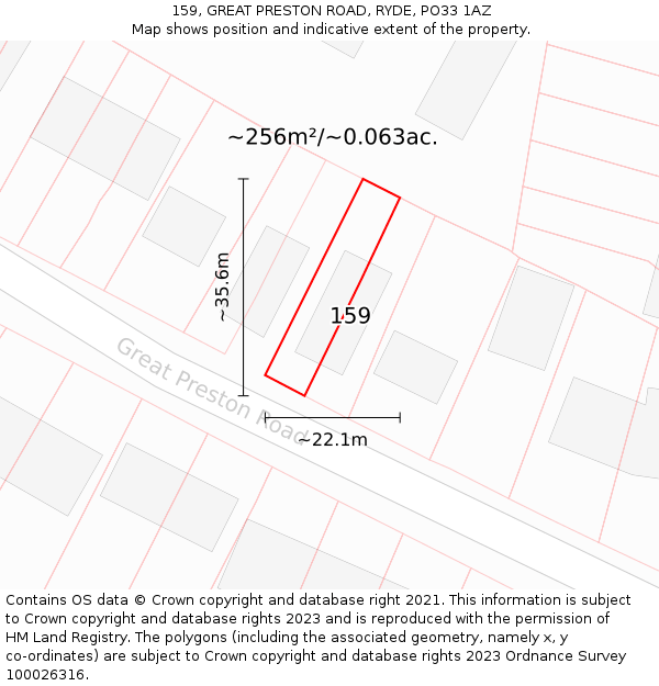 159, GREAT PRESTON ROAD, RYDE, PO33 1AZ: Plot and title map