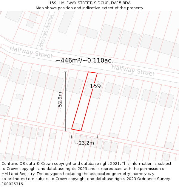 159, HALFWAY STREET, SIDCUP, DA15 8DA: Plot and title map