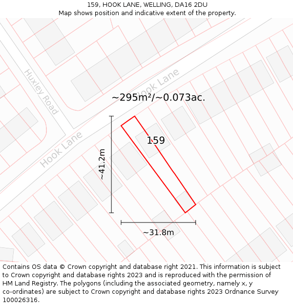 159, HOOK LANE, WELLING, DA16 2DU: Plot and title map