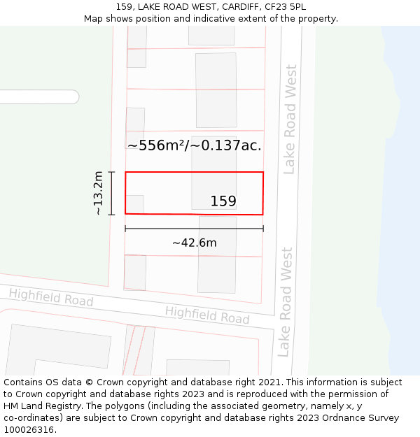 159, LAKE ROAD WEST, CARDIFF, CF23 5PL: Plot and title map