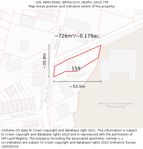 159, MAIN ROAD, BRYNCOCH, NEATH, SA10 7TR: Plot and title map