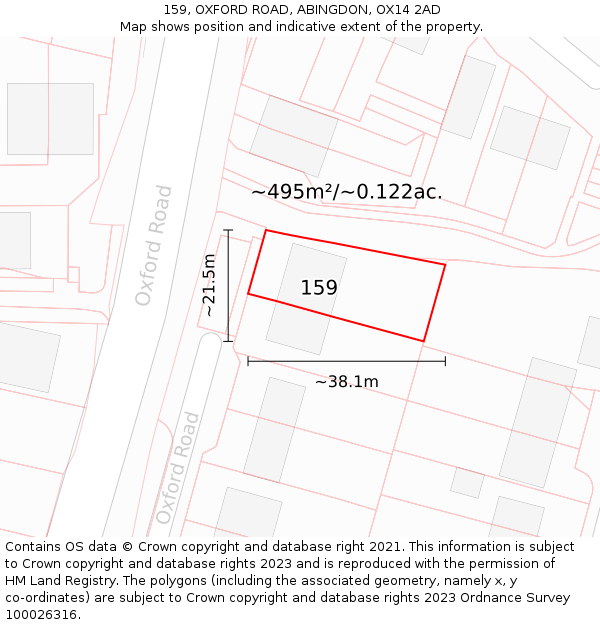 159, OXFORD ROAD, ABINGDON, OX14 2AD: Plot and title map