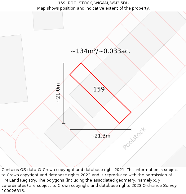 159, POOLSTOCK, WIGAN, WN3 5DU: Plot and title map