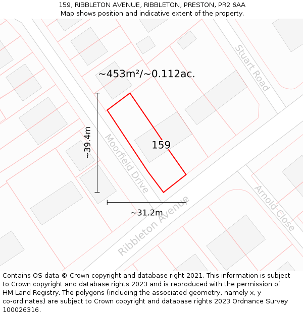 159, RIBBLETON AVENUE, RIBBLETON, PRESTON, PR2 6AA: Plot and title map