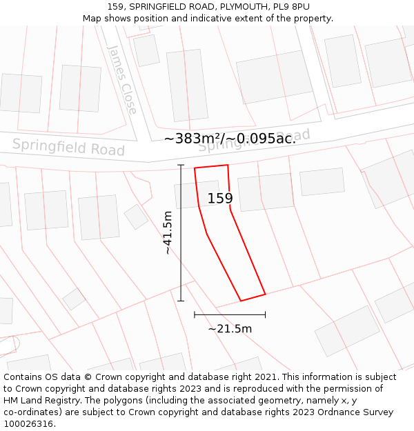 159, SPRINGFIELD ROAD, PLYMOUTH, PL9 8PU: Plot and title map