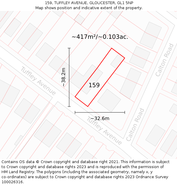 159, TUFFLEY AVENUE, GLOUCESTER, GL1 5NP: Plot and title map