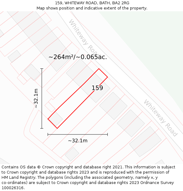159, WHITEWAY ROAD, BATH, BA2 2RG: Plot and title map