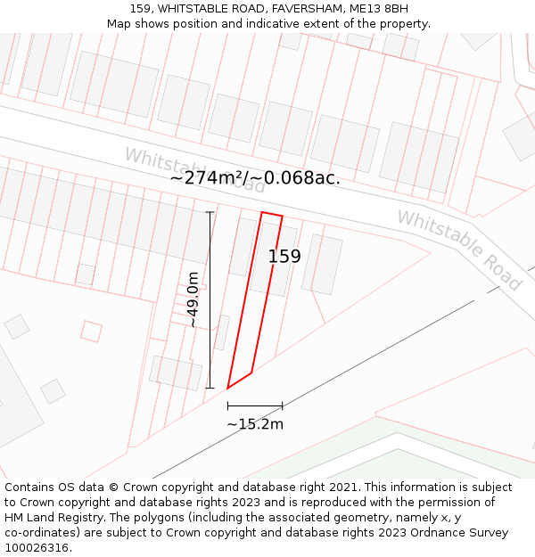 159, WHITSTABLE ROAD, FAVERSHAM, ME13 8BH: Plot and title map