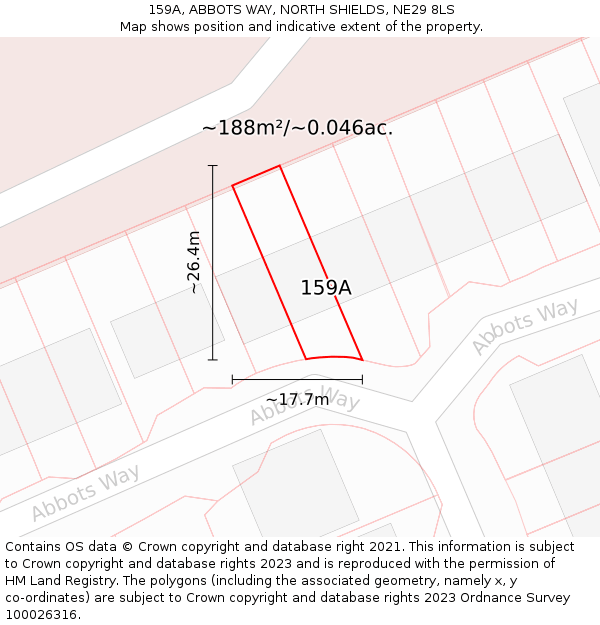 159A, ABBOTS WAY, NORTH SHIELDS, NE29 8LS: Plot and title map