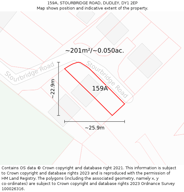 159A, STOURBRIDGE ROAD, DUDLEY, DY1 2EP: Plot and title map