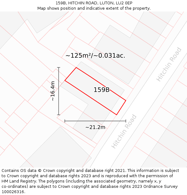 159B, HITCHIN ROAD, LUTON, LU2 0EP: Plot and title map