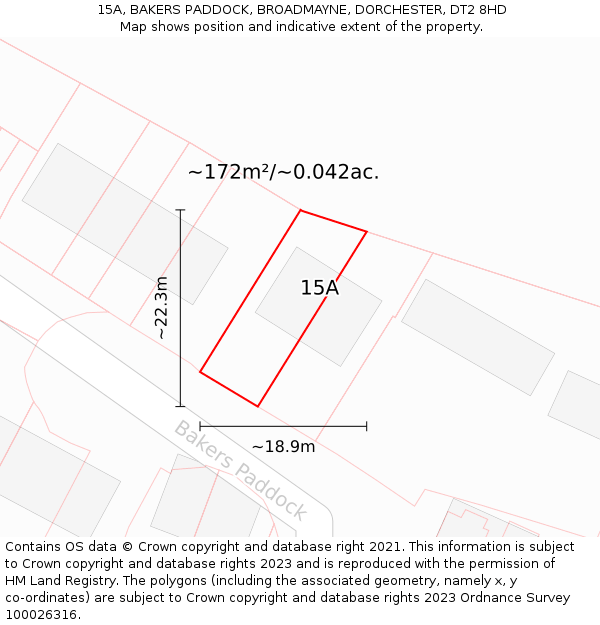 15A, BAKERS PADDOCK, BROADMAYNE, DORCHESTER, DT2 8HD: Plot and title map