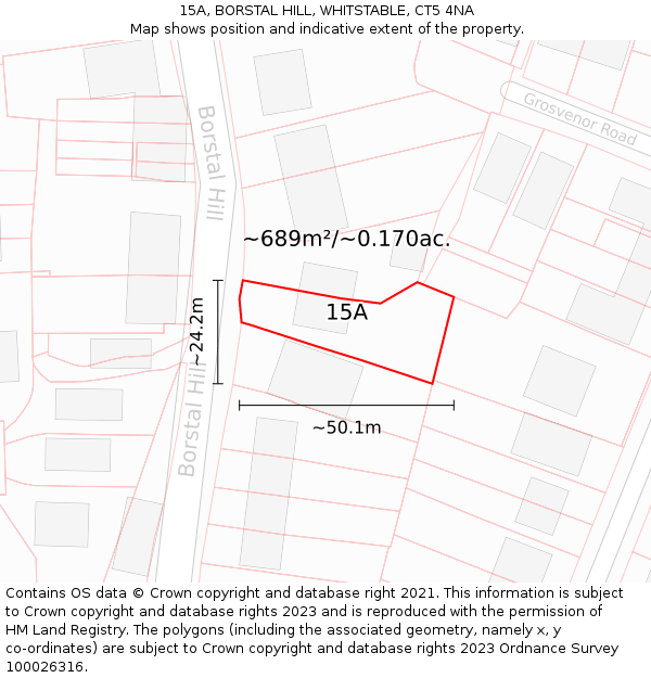 15A, BORSTAL HILL, WHITSTABLE, CT5 4NA: Plot and title map