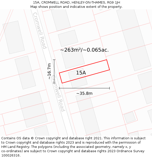 15A, CROMWELL ROAD, HENLEY-ON-THAMES, RG9 1JH: Plot and title map