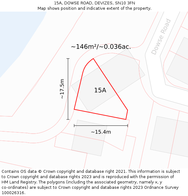 15A, DOWSE ROAD, DEVIZES, SN10 3FN: Plot and title map