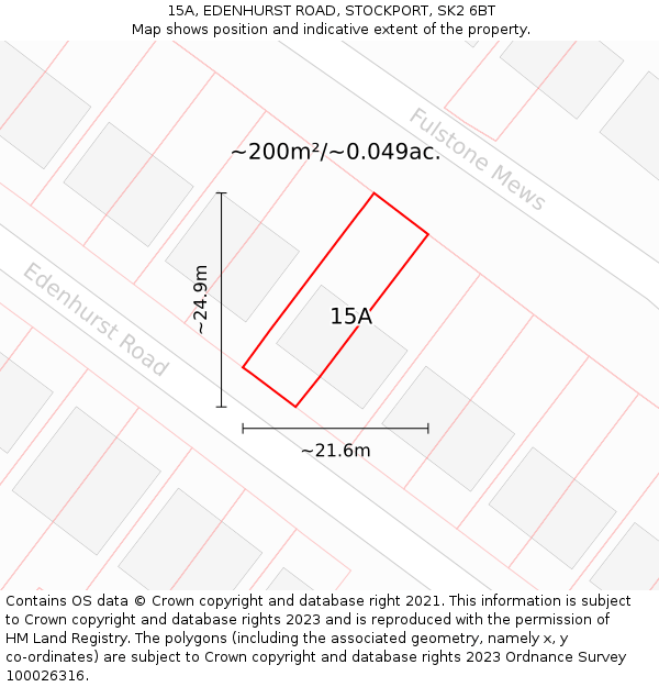 15A, EDENHURST ROAD, STOCKPORT, SK2 6BT: Plot and title map