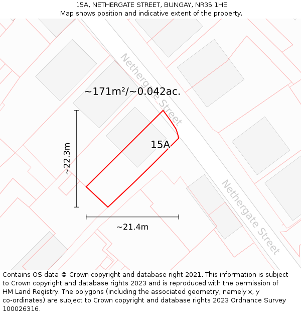 15A, NETHERGATE STREET, BUNGAY, NR35 1HE: Plot and title map