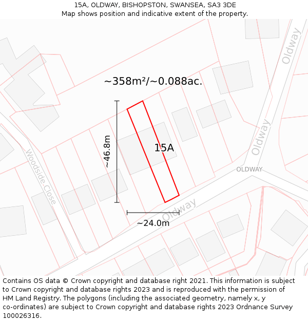 15A, OLDWAY, BISHOPSTON, SWANSEA, SA3 3DE: Plot and title map
