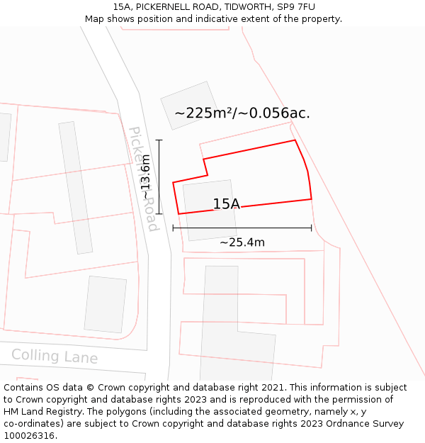 15A, PICKERNELL ROAD, TIDWORTH, SP9 7FU: Plot and title map