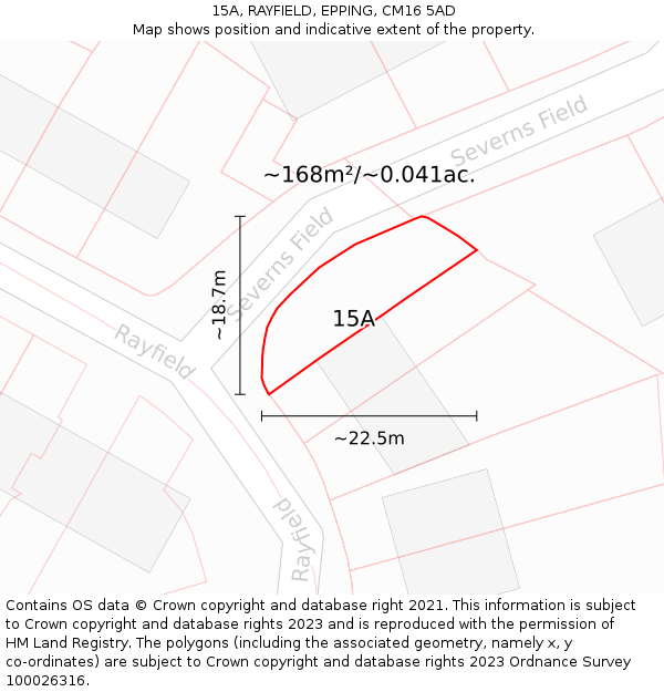 15A, RAYFIELD, EPPING, CM16 5AD: Plot and title map