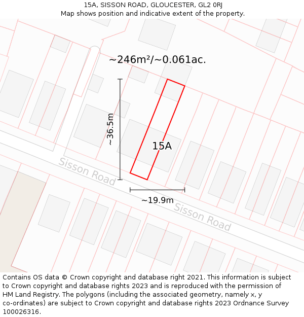 15A, SISSON ROAD, GLOUCESTER, GL2 0RJ: Plot and title map