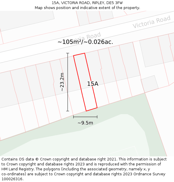 15A, VICTORIA ROAD, RIPLEY, DE5 3FW: Plot and title map