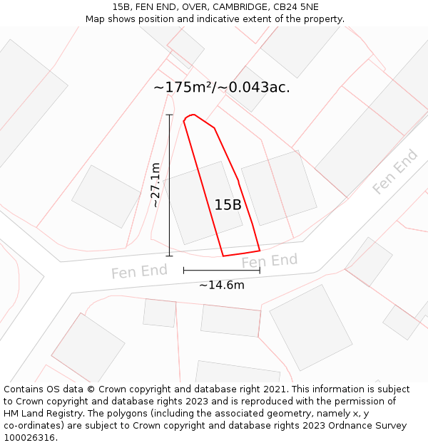 15B, FEN END, OVER, CAMBRIDGE, CB24 5NE: Plot and title map