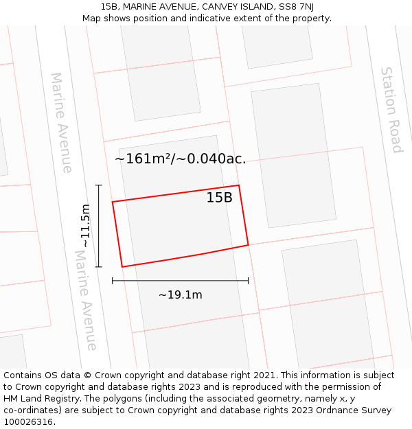 15B, MARINE AVENUE, CANVEY ISLAND, SS8 7NJ: Plot and title map