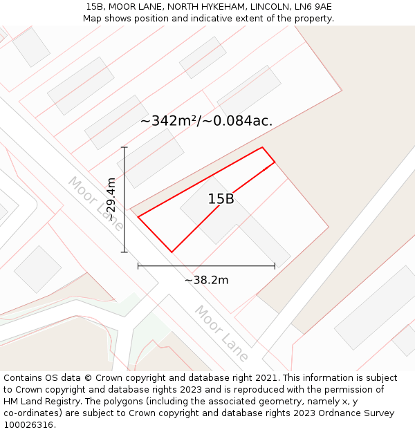 15B, MOOR LANE, NORTH HYKEHAM, LINCOLN, LN6 9AE: Plot and title map