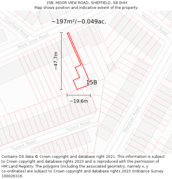 15B, MOOR VIEW ROAD, SHEFFIELD, S8 0HH: Plot and title map