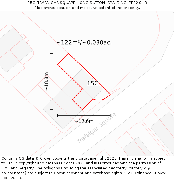 15C, TRAFALGAR SQUARE, LONG SUTTON, SPALDING, PE12 9HB: Plot and title map