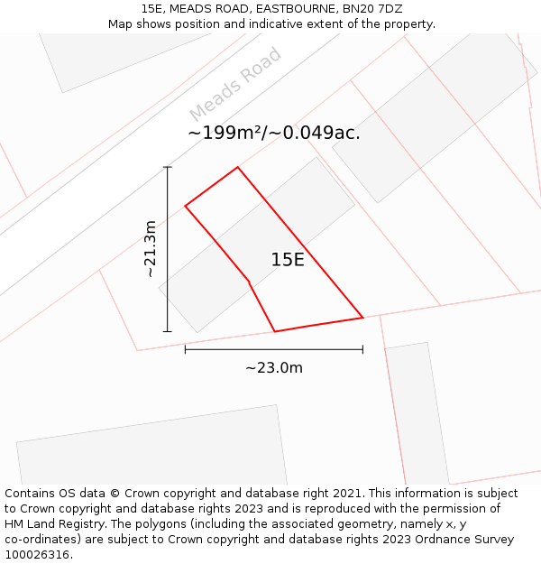 15E, MEADS ROAD, EASTBOURNE, BN20 7DZ: Plot and title map
