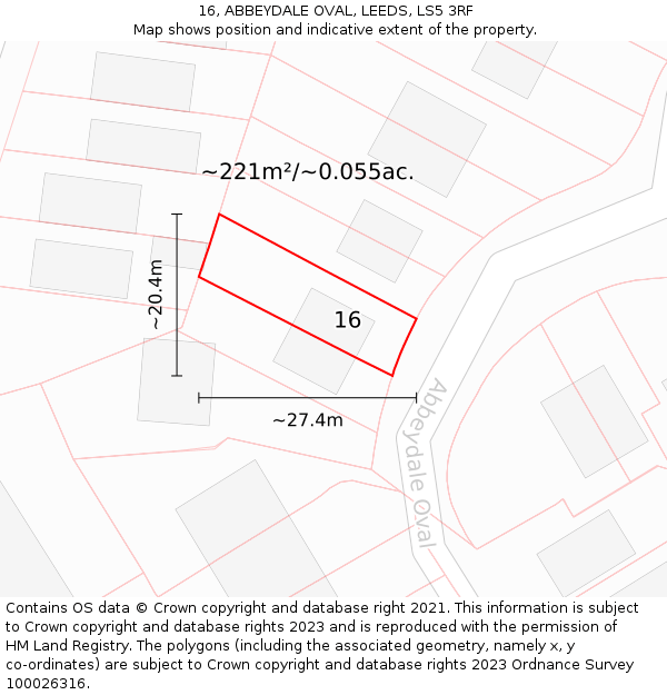 16, ABBEYDALE OVAL, LEEDS, LS5 3RF: Plot and title map