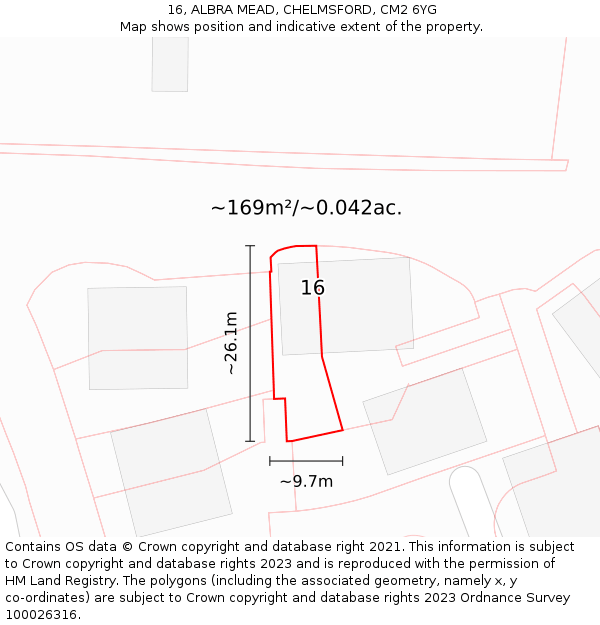 16, ALBRA MEAD, CHELMSFORD, CM2 6YG: Plot and title map