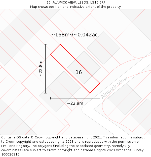 16, ALNWICK VIEW, LEEDS, LS16 5RP: Plot and title map