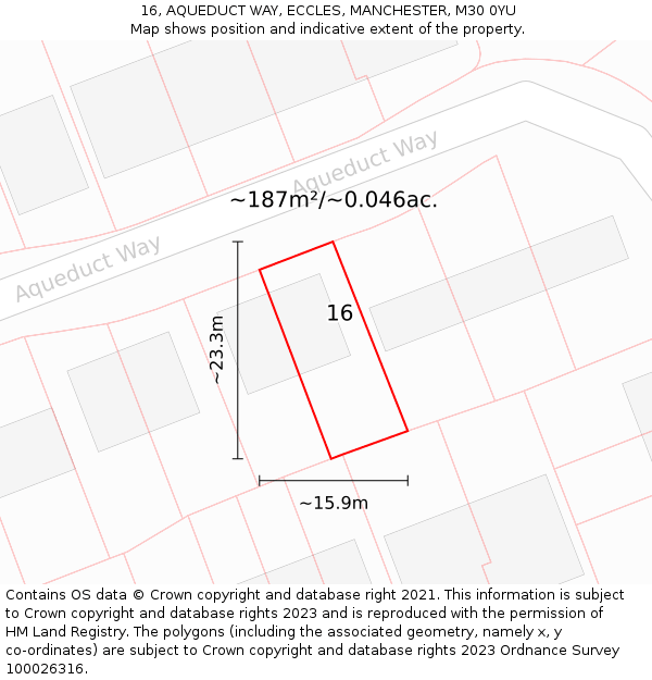 16, AQUEDUCT WAY, ECCLES, MANCHESTER, M30 0YU: Plot and title map