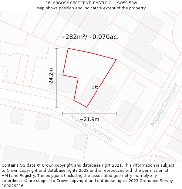 16, ARGOSY CRESCENT, EASTLEIGH, SO50 5RW: Plot and title map