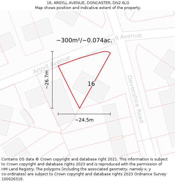 16, ARGYLL AVENUE, DONCASTER, DN2 6LG: Plot and title map