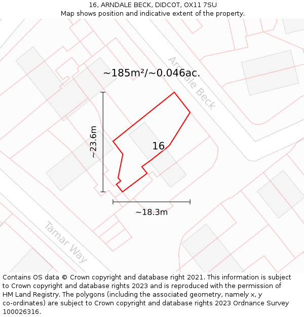 16, ARNDALE BECK, DIDCOT, OX11 7SU: Plot and title map