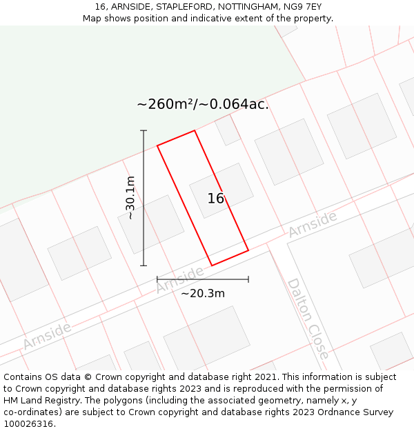 16, ARNSIDE, STAPLEFORD, NOTTINGHAM, NG9 7EY: Plot and title map