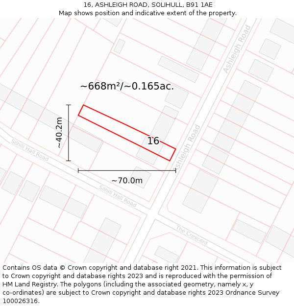 16, ASHLEIGH ROAD, SOLIHULL, B91 1AE: Plot and title map